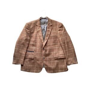 Zenbriele Men's Plaid Wool Blend Single Breasted Vent Blazer Jacket Brown SZ S46